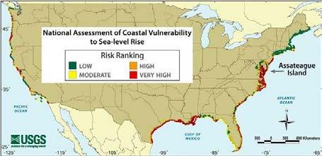 world; southeastern US is extremely vulnerable to future rise in sea level (shallow sloping coasts) Large-Scale