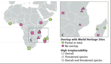 ANNEXES OTHER TAXA only a few of the sites overlap but they recommend that the World Heritage programme uses the map of irreplaceability as a guide for the selection of additional sites of