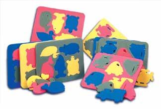 Approximate dimensions: 4 x 4 ER-18925 Foam buddies puzzle (50) ER-18926 Foam buddies assorted (50) Diving Products This set of twelve cute animal cutouts consists of duck, hippo, and whale shapes.