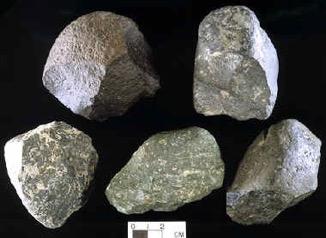 2.5 mya Hominins make stone tools: The Oldowan Toolkit Cores are
