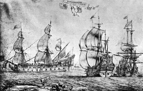 La Lune Ship wreck Some data La seule image connue de «La Lune» est ce dessin alise en 1690 par l'artiste toulonnais Pierre Puget (navire de gauche «sentation de trois vaisseaux avec les marques de