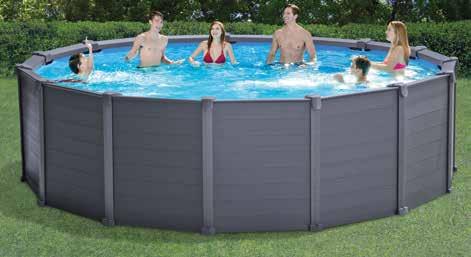 2m 7571L Pump and Sand Filter Combo, Ground Cloth, Skimmer and Ladder GRAPHITE PANEL POOL The Graphite pool is easy to install and features stylish graphite coloured panels for a modern look pool.