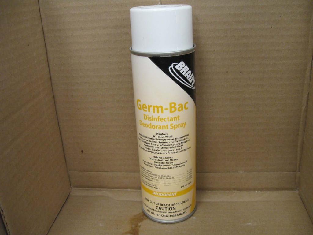 Chemical Name: Germ-Bac Manufacturer: Brady Container size:
