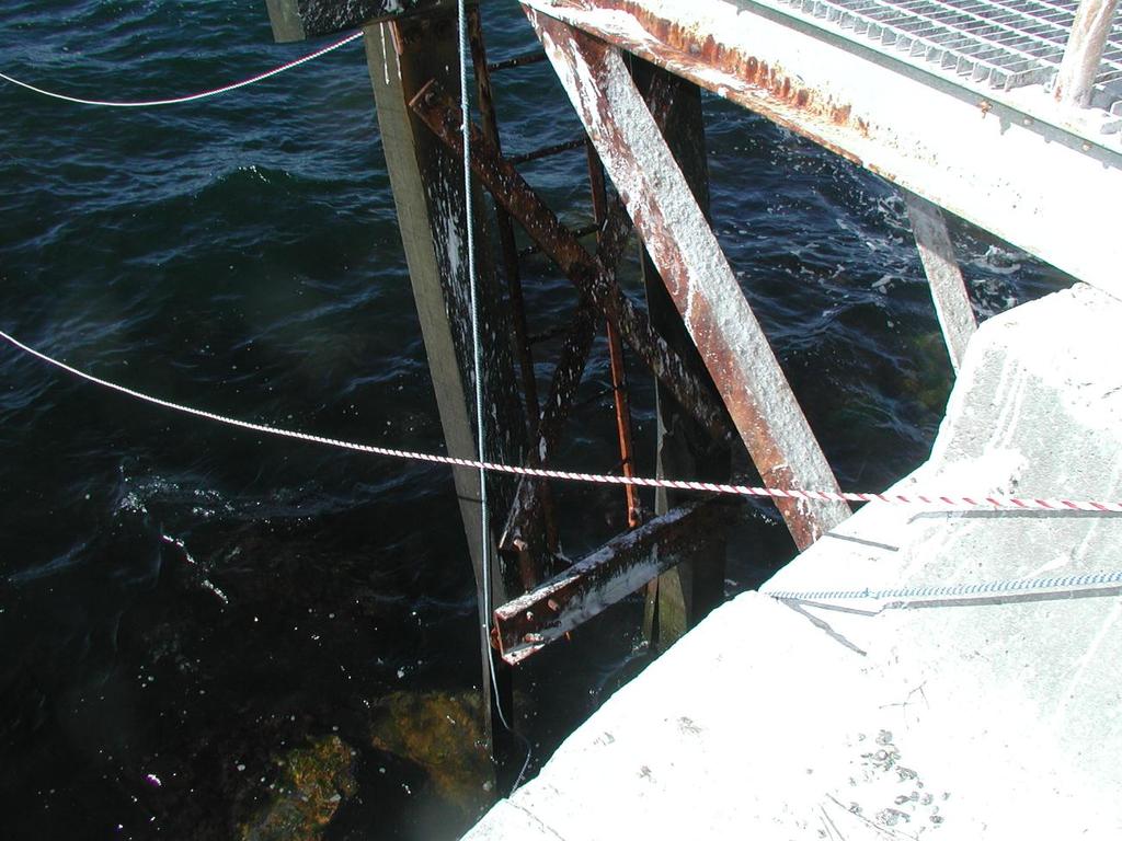 Figure 10 - Damaged Ladder Supports tat Bishop & Clerks There were multiple sensor failures during this reporting period: The Riso anemometer failed in September 2012 The temperature sensor failed in