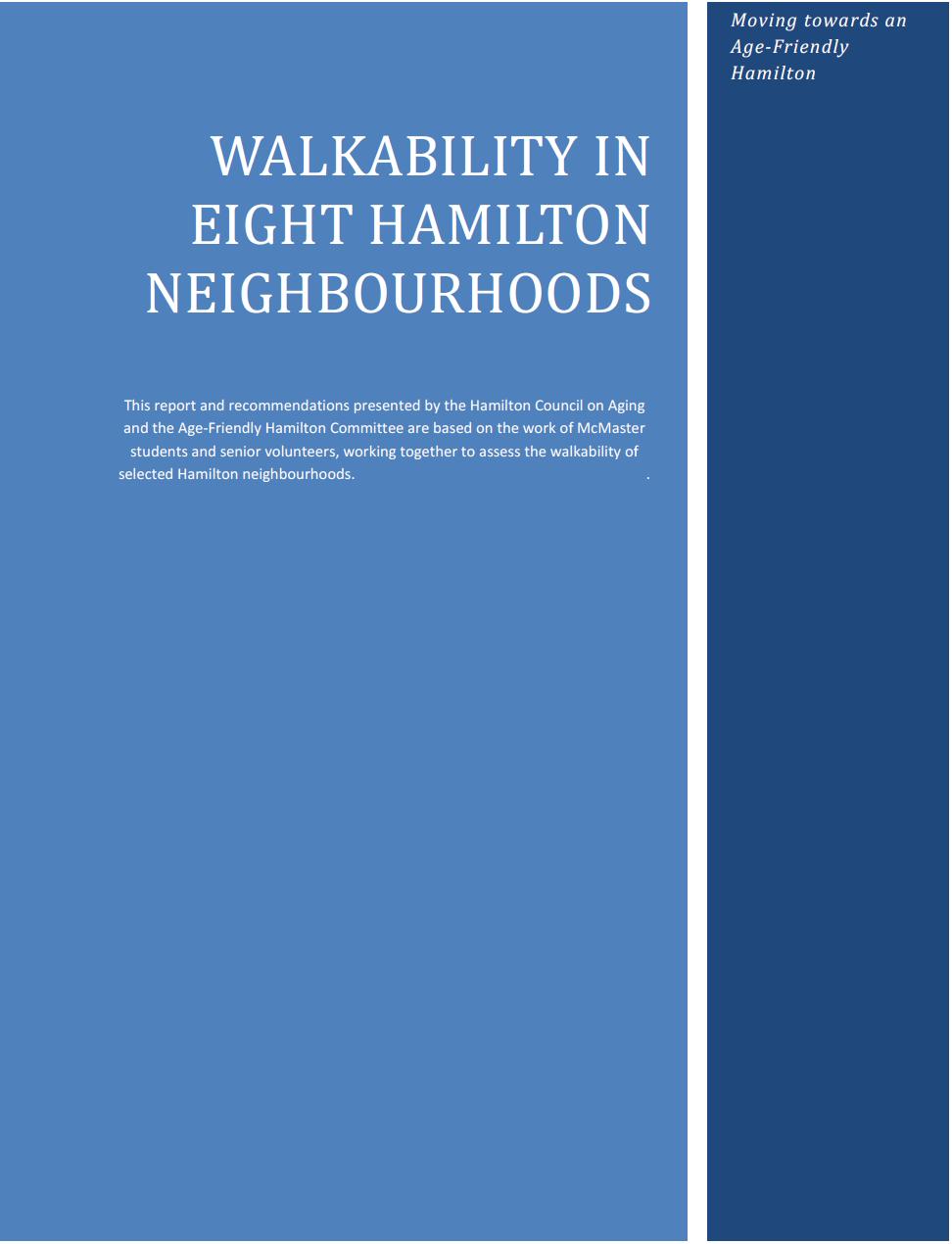 Neighbourhood Walkability 2011 HCoA Report: Walkability in