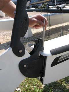 Slip the rudder pin down through the casting and gudgeons.