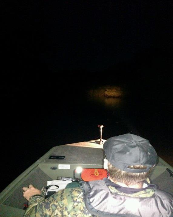Ranger Williams navigating the Satilla River on night patrol. On May 6 th, Corporal Jason Shipes and Ranger Judd Sears were checking popular fishing areas along Kettle Creek.