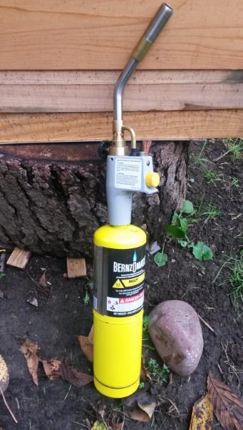My Favorite You Trap Gas plumber s torch - This works great to knock off yellowjackets that you see by your hives scavenging on bee bodies. (However, unless it is a queen, more will follow.