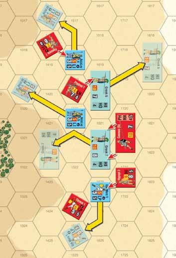 34 Great battles of Alexander ~ Rules of Play (5 th Ed.) The routing unit will always enter 1 before 2, etc., always attempting to move closer to its Retreat Edge.