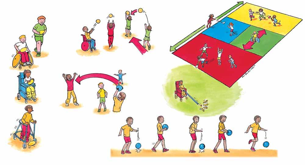 Including young disabled people Travelling with a ball Carry ball in both arms Individual skills Toss ball from hand to hand, then higher... Then moving toss. Move after.
