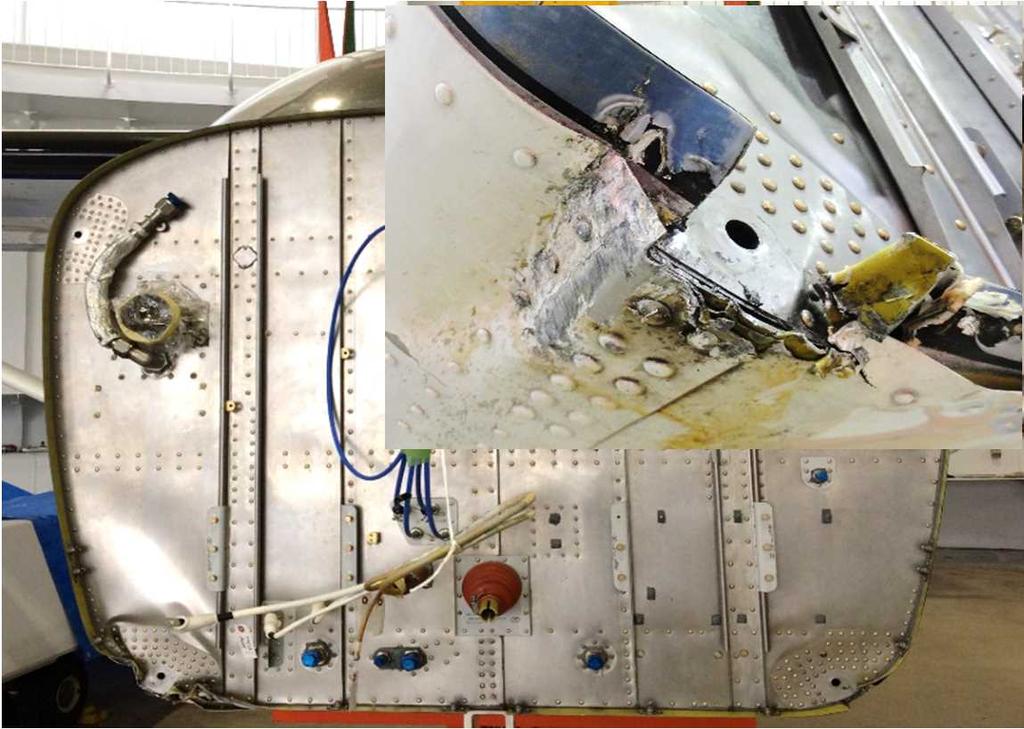 2.3 Damage to Aircraft Extent of Damage : Substantial damage 1 Lower parts of engine firewall; Deformed, Damaged 2 Lower parts of the forward fuselage; Dent, Damaged 3 Engine mount frame; Damaged 4