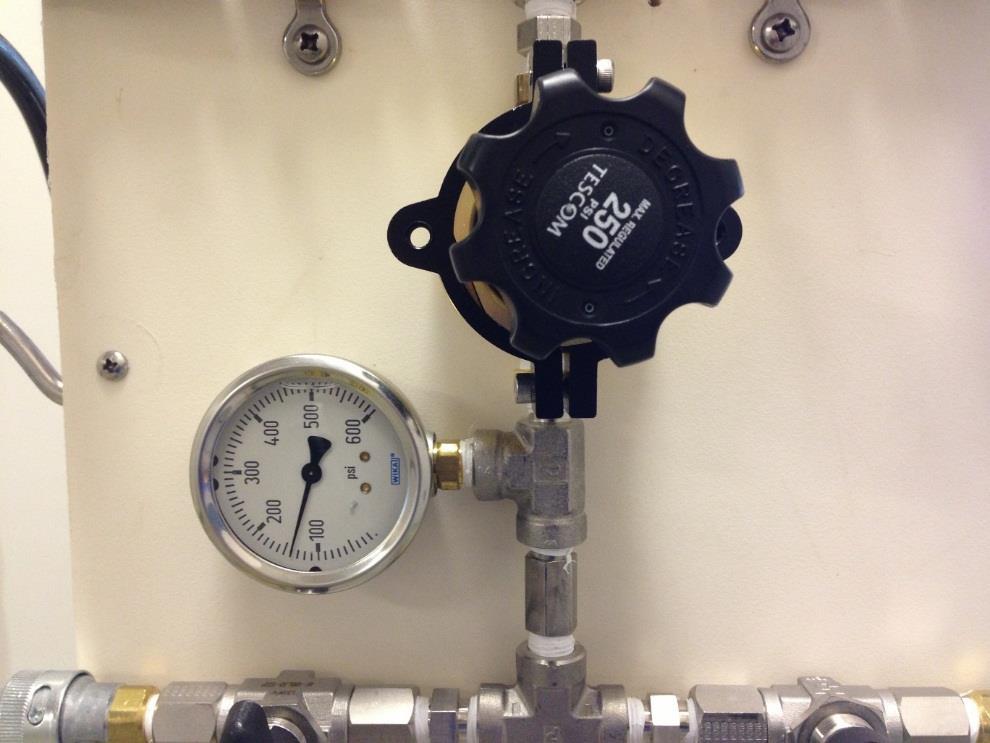 Intermediate Pressure Check intermediate pressure at lower gauge IP should be 145-155 psi The Tescom regulator can be