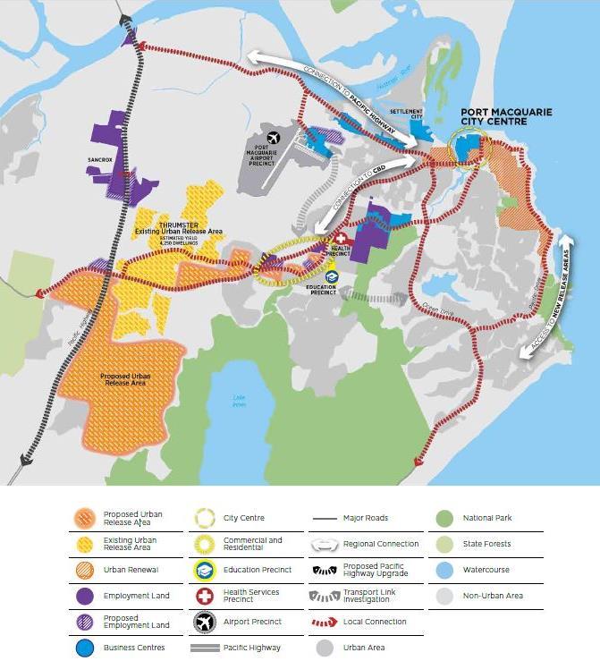 Figure 28: Growth Precincts identified within Draft North Coast Regional Plan Due to Port Macquarie s coastal location and ease of river access, it is a popular area for tourism, especially in the