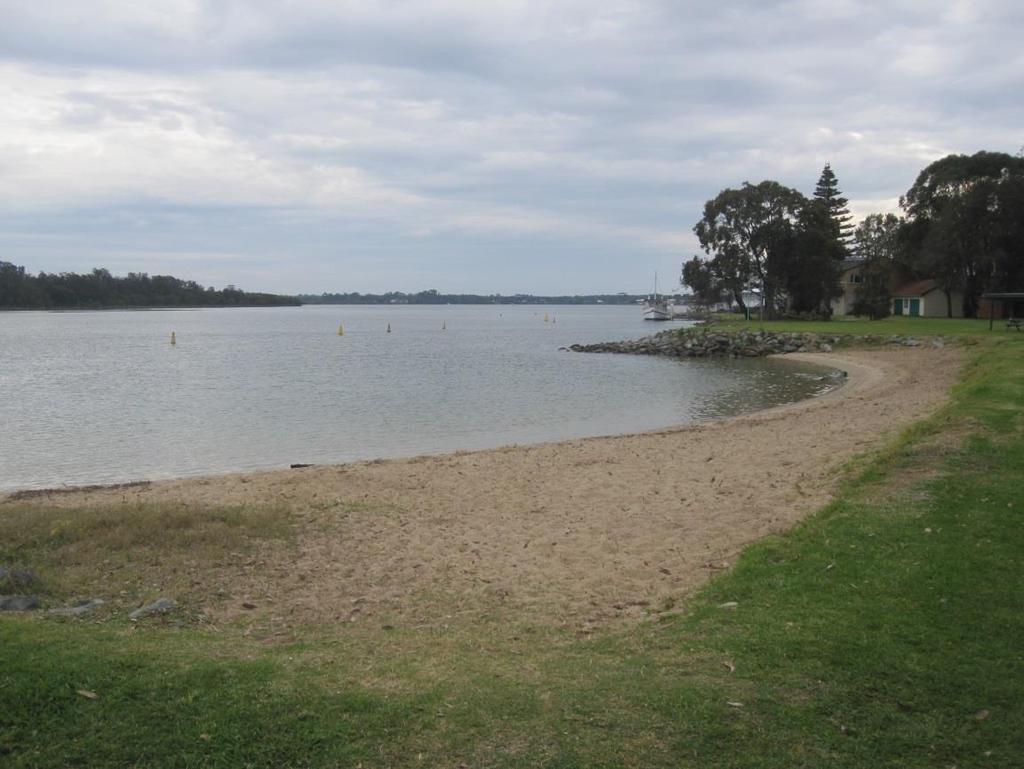 Figure 46: Beach area within power boat prohibition zone at McInherney Park From discussions with RMS, it is understood that due to the meandering nature of the river alignment, waterway areas used