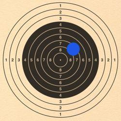 6 Scoring: Every pellet hole in a target will count for score. Value of hits will be determined using the "inward scoring method." The value of the three shots below are, 10, 9 and 8 for pistol.