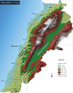 Topographic characteristics of Lebanon Lebanon s topography can be divided into three features, a coastal strip, mountain ranges, and an inland plateau.