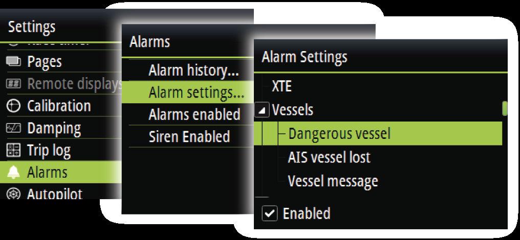 For more information about alarms, refer to "Alarms" on page 57.