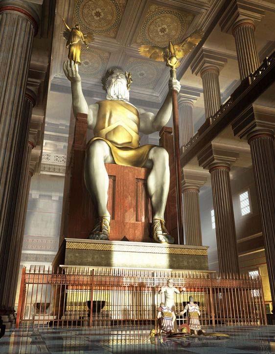 The role of religion A reconstruction of the colossal cult statue inside the Temple of Zeus at Olympia Olympia was above all a cult centre, dedicated to the worship of Zeus, and it was in this god s