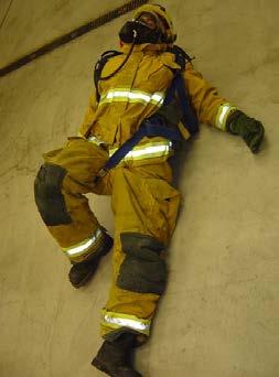 The shoulder straps of the SCBA may have to be loosened to facilitate this step with larger-framed firefighters. 3. Buckle the repositioned waist strap and tighten if possible. 4.