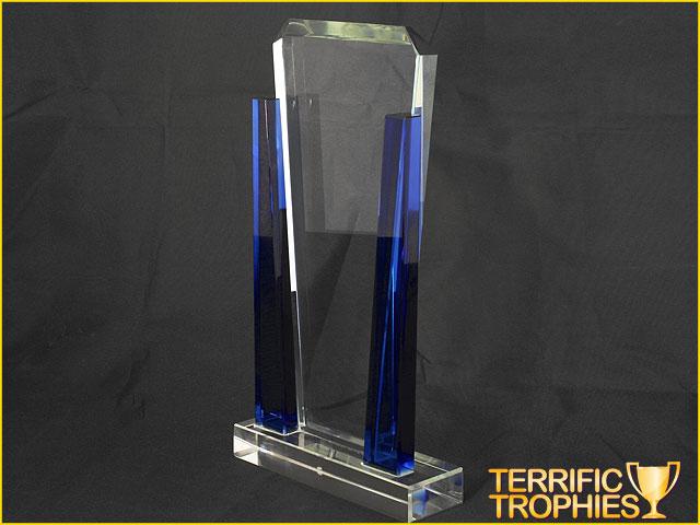 TROPHY CLEAR AND BLUE GLASS