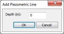 Assign Piezometric Line Select Add Piezometric Line from the Groundwater menu. In the dialog that pops up, you can set the depth to the water table.