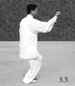40 STANDARD SPLIT 1b Left Split zuo pi qua n ACTION 1: Following from right split, advance the right foot a half-step and bring the left foot up to the right ankle with the foot off the