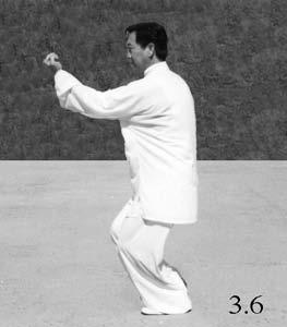 Hook-in the right foot, shift onto the right leg, and turn around 180 to the left, to face the direction from which you came.