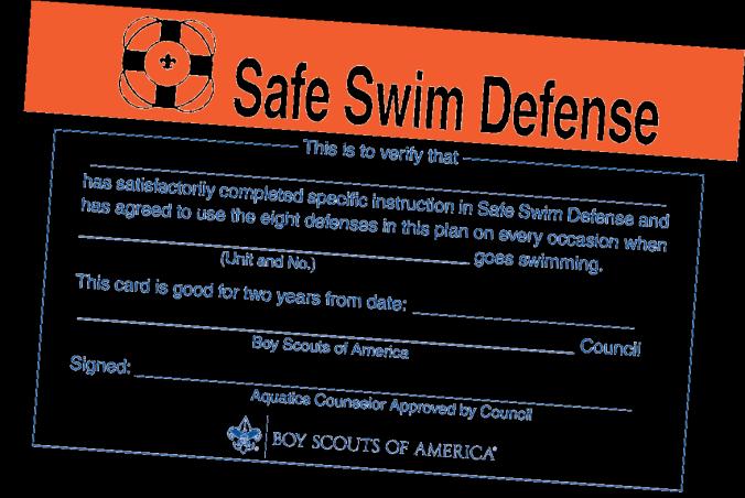 A summary of Safe Swim Defense was provided in Chapter 3. The complete text is given here in bold type with additional explanatory material in regular print.