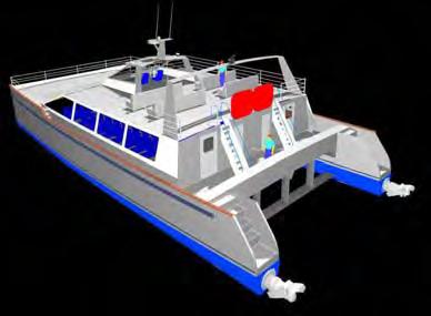 High Speed Option 26m Passenger Ferry Catamaran with Hysu Foils 42Knots(Built West Africa) Designed by Kurt Hughes; this 26m passenger ferry catamaran design is designed to carry149 passengers.