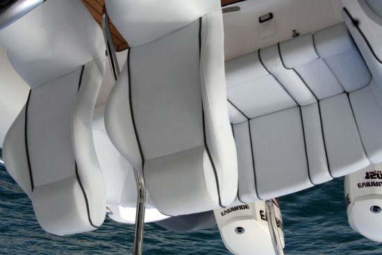 The specially made seats double as leaning posts for high speed operation which this vessel is designed for.