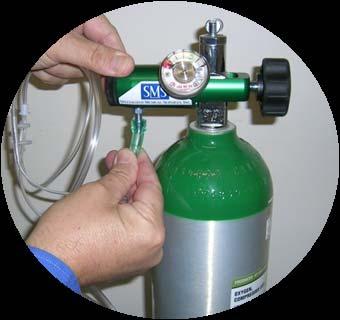 Turning ON Your Portable Oxygen Step 1: Open the cylinder valve by turning counterclockwise.