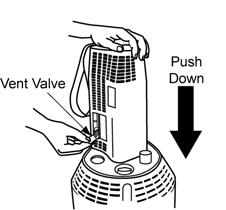 Portable Liquid O2 Components Move vent valve lever to the open position Loud hissing will result Sound change and white
