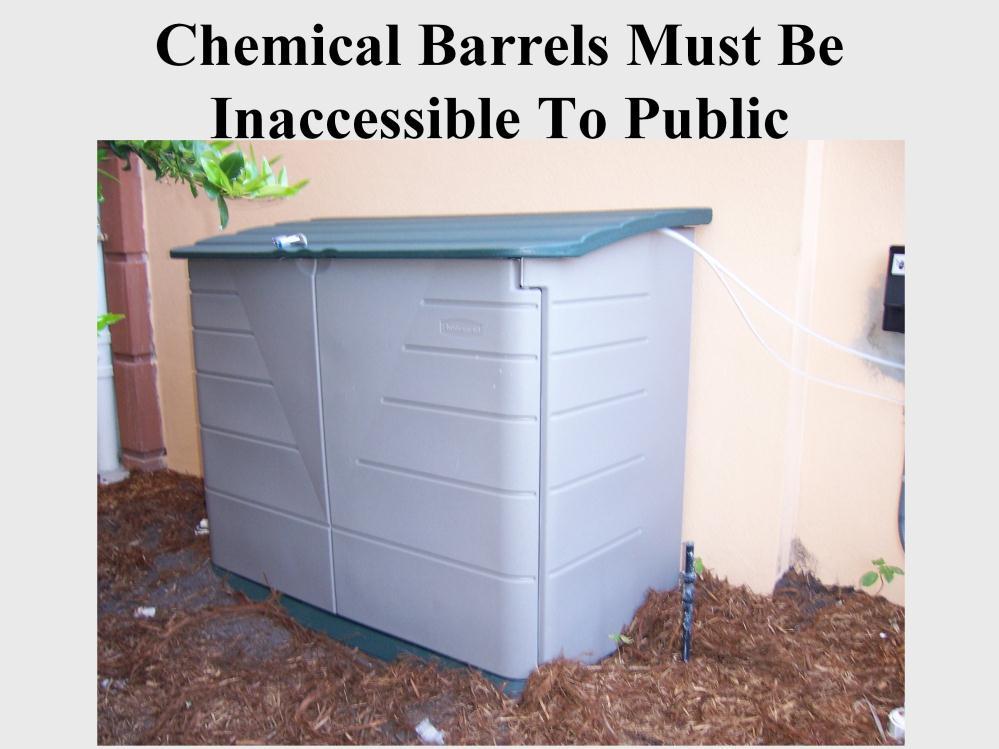It states in the code that chemicals must be inaccessible to the public.