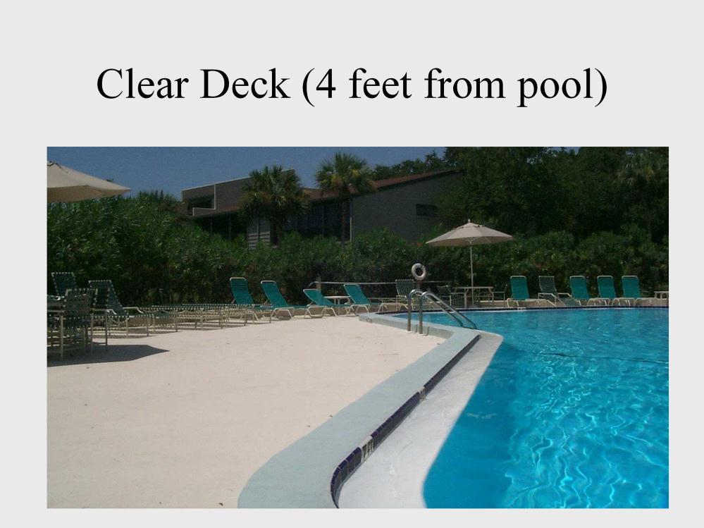 The pool wet deck refers to the 4 requirement; there must be at least 4 feet of clear deck