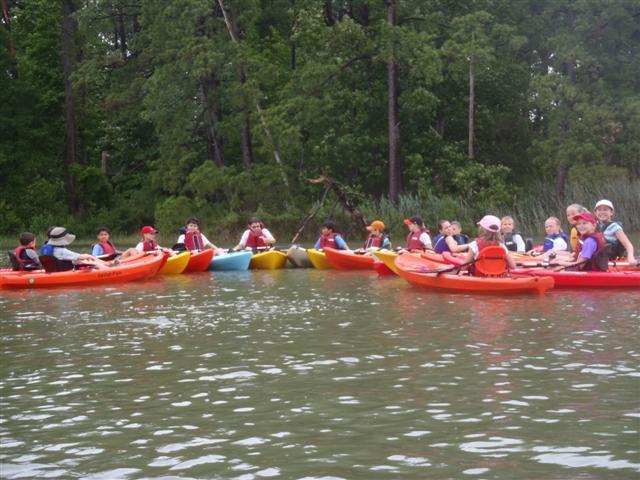 The camps focus on learning about the local ecology, kayaking in the creek, crabbing, fishing, data collection, games and lots more hands-on education about the Chesapeake Bay.