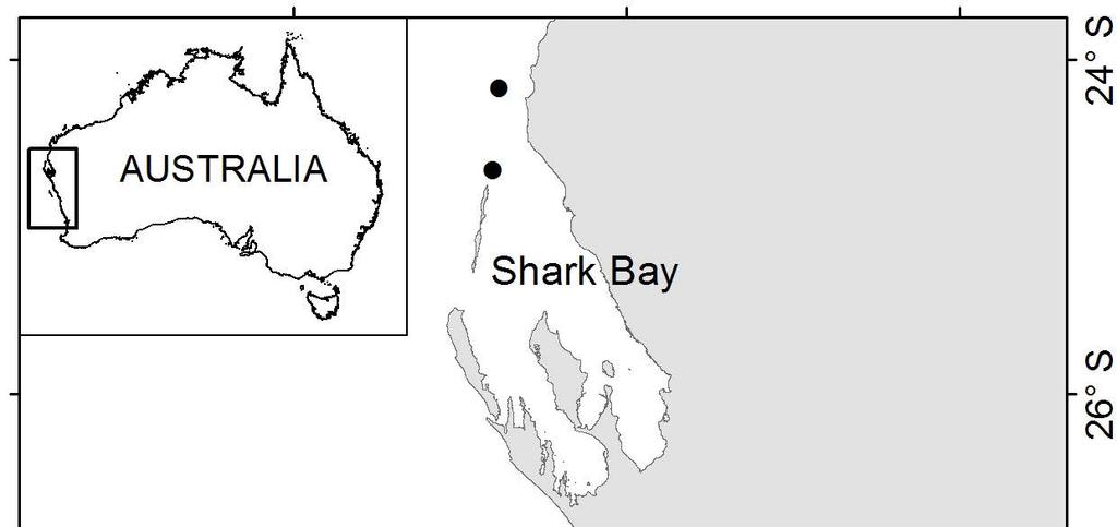 Figure 4.1 Location of study sites along the coast of Western Australia.