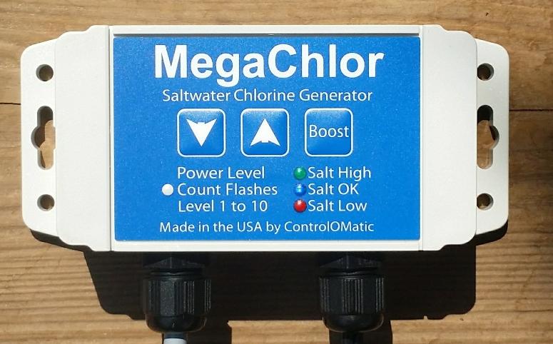 OPERATION The MegaChlor has 3 buttons and 4 lights built into the overlay on the control box. With the buttons you can check the power level, change the power level and put it into boost mode.
