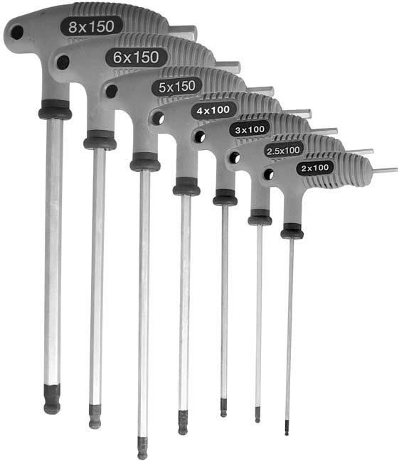 Set of 7 hex ball-end wrenches CL-09800-02/08 - shop quality wrenches of 2/2,5/3/4/5/6 and 8 mm - magnetic tips for keeping track of hex screws - comfortable dual