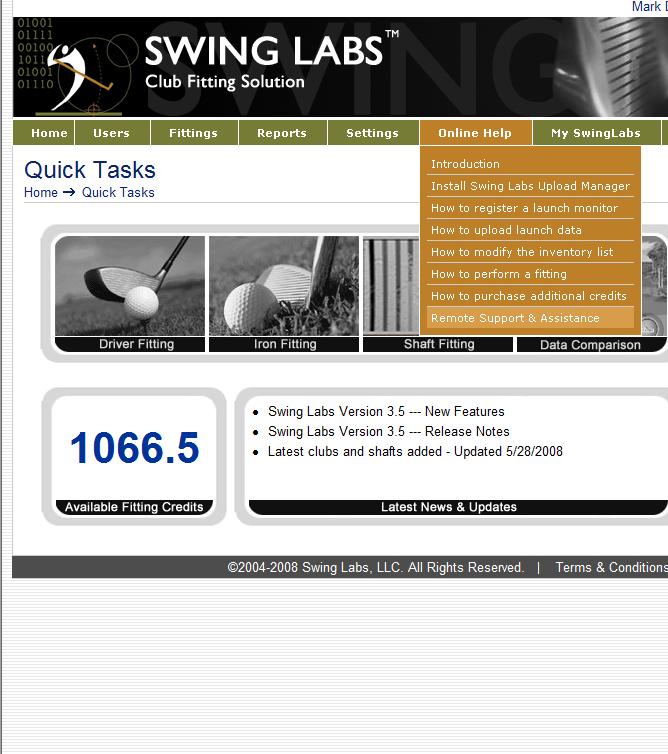 17 17 Online Help Go to the Online Help tab to view the various resources pertaining to the features contained within the Swing Labs software If you call or email Swing Labs support to schedule a