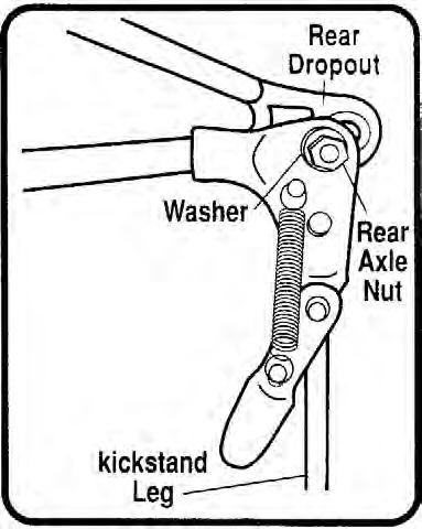 Install an axle nut to each side of the axle. (see illustration B) 4. Tighten the axle nuts by hand. Make sure there is an equal distance between each fork tube and the wheel.