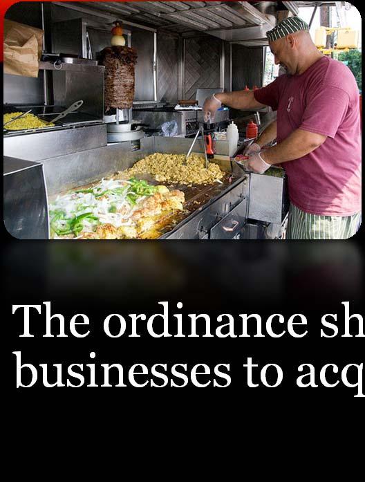 STREET VENDING The ordinance should develop a permitting process to allow businesses to acquire an annual license for street vending.