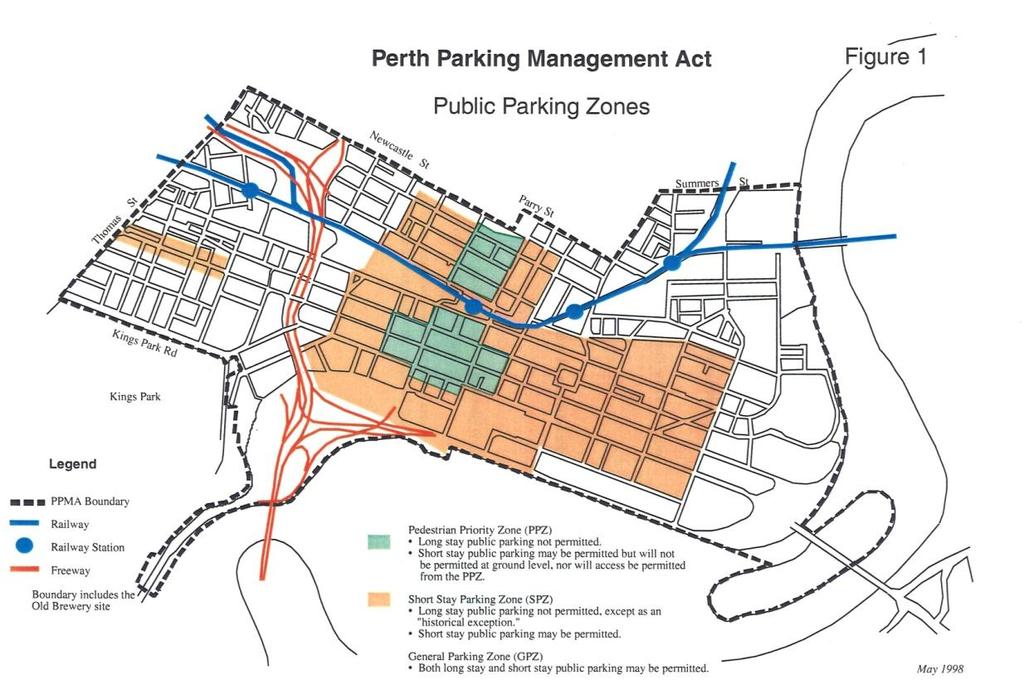 Key Ingredients of Perth Parking Policy > Maximum levels of private parking based on land area, regardless of development intensity > Long term public