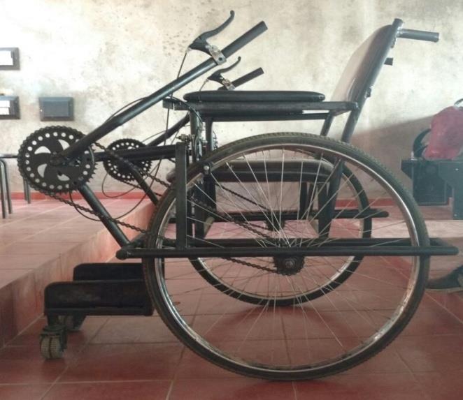 The brakes attached at the end of the levers for stopping the wheelchair manually. Finally the backrest, seat, armrest are assembled. The wheelchair is painted well for corrosion resistance.
