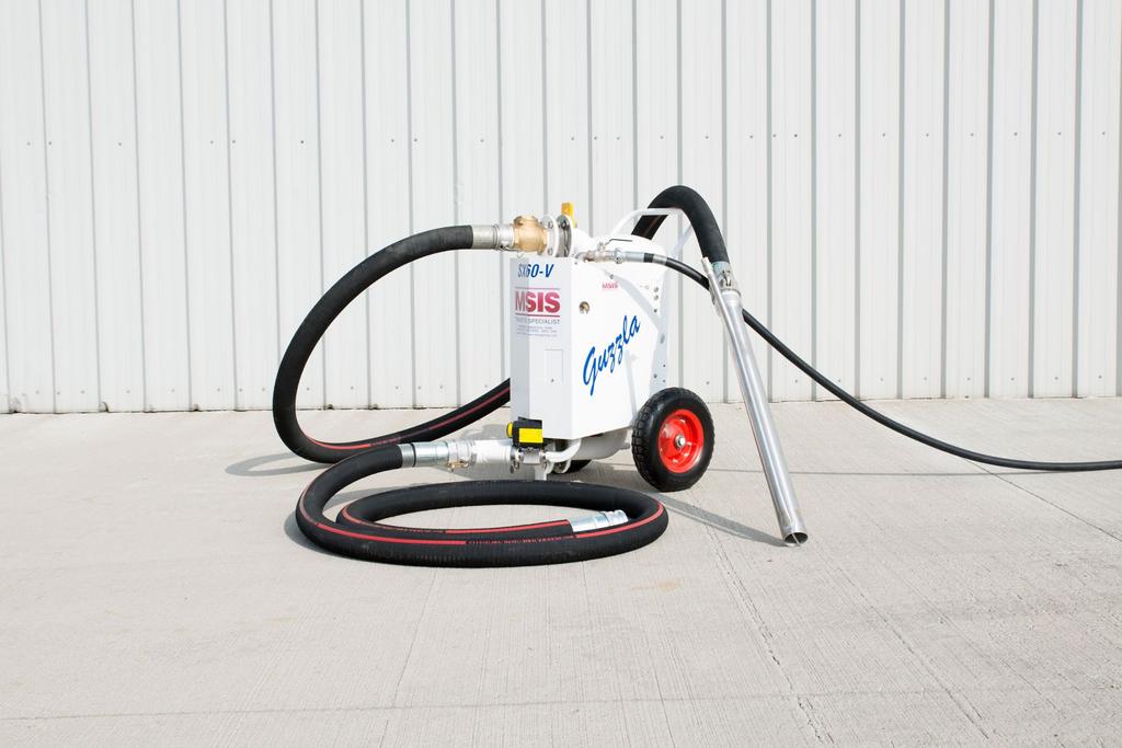 SV60-V Guzzla The SV60-V generates over 23" hg vacuum combined with high airflow which allows the unit to transfer materials ranging from oil sludge through to cementatious powders and grains.