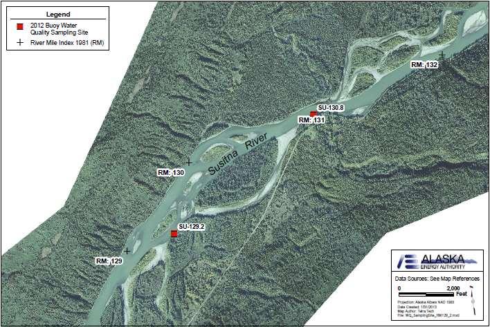 RM 130.8 LRX 35 NAD 83 Coordinates: 62.71362010 N, 149.80894780 W 2012 temperature sampling site (Map of Site 130.