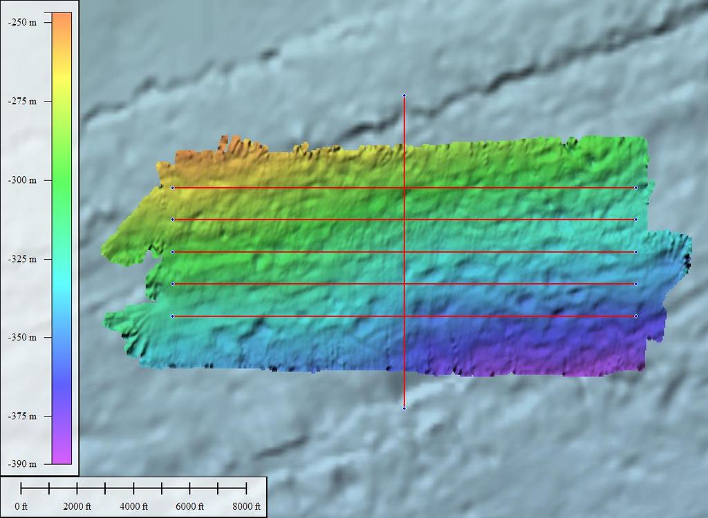 In order to evaluate the depth accuracy and repeatability of depth measurements of the EM710 and EM302, three separate sites were chosen at different water depths (see Figure 10).