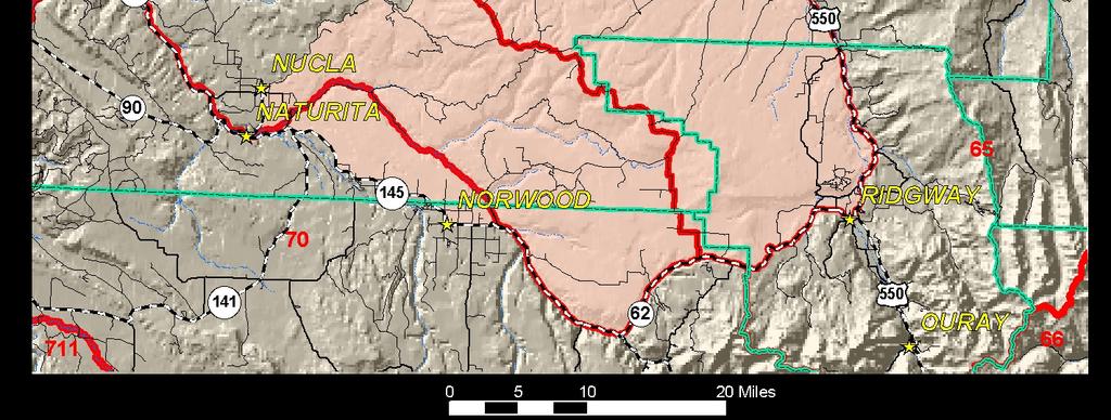 off-take. Figure 5. Location of the Uncompahgre Plateau mountain lion research project.