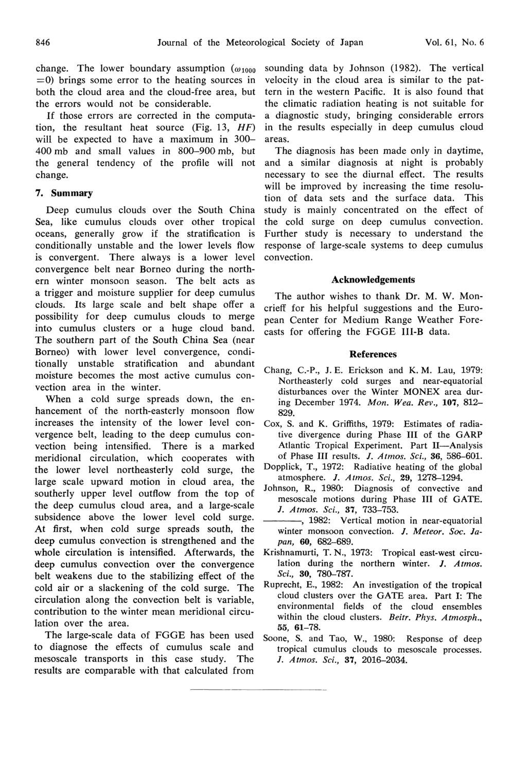 846 Journal of the Meteorological Society of Japan Vol. 61, No. 6 change.