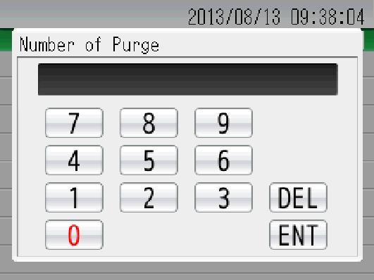 Setting Number of Purge Use this screen to set the numbers of purges in the automatic calibration mode. Fig. 92 Number of Purge screen The following settings are available.