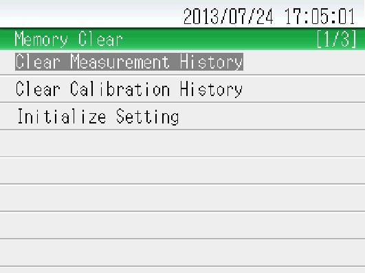 Data Management Memory Clear screen If [Memory Clear] is selected on the Data Top screen, the Memory Clear screen opens.